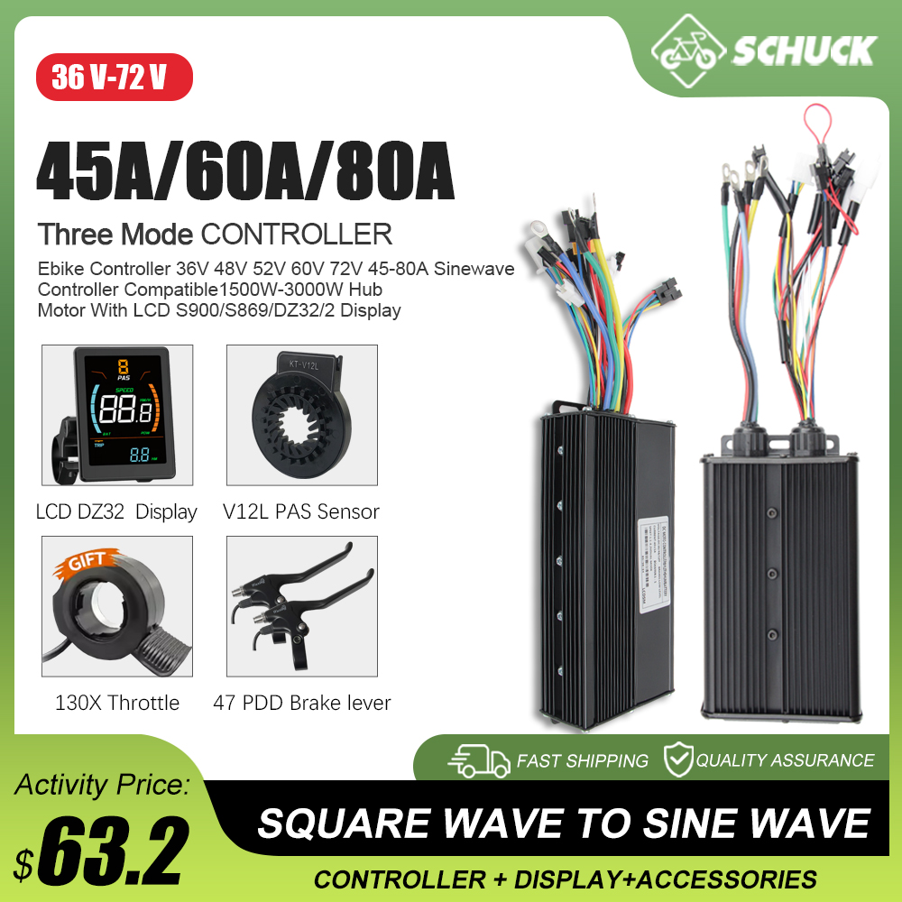 E-bike 3Mode 48V 52V 60V 72V 4 - Sine Wave Controller 48V 72V 80A ulasan dan harga