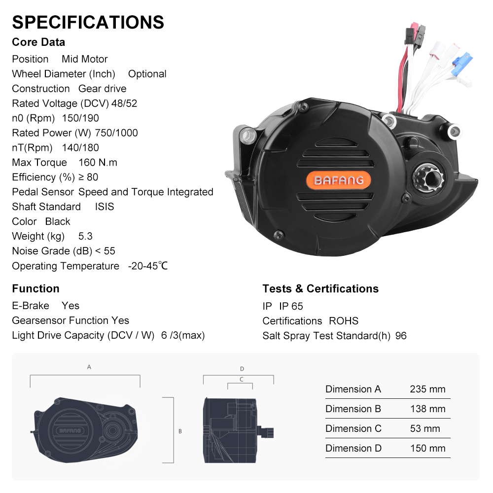 Bafang M620 G510 48V 52V 1000W - Mid Drive Motor Kit 52V 1000W ulasan dan harga